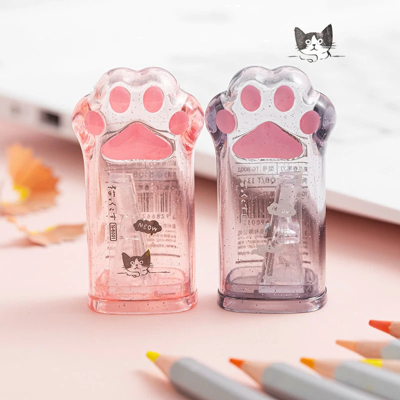 1 Pieces Lytwtw's Cute Cat Paw Sharpener For Pencil School Office Supplies Creative Stationery Item Back To School Lovely