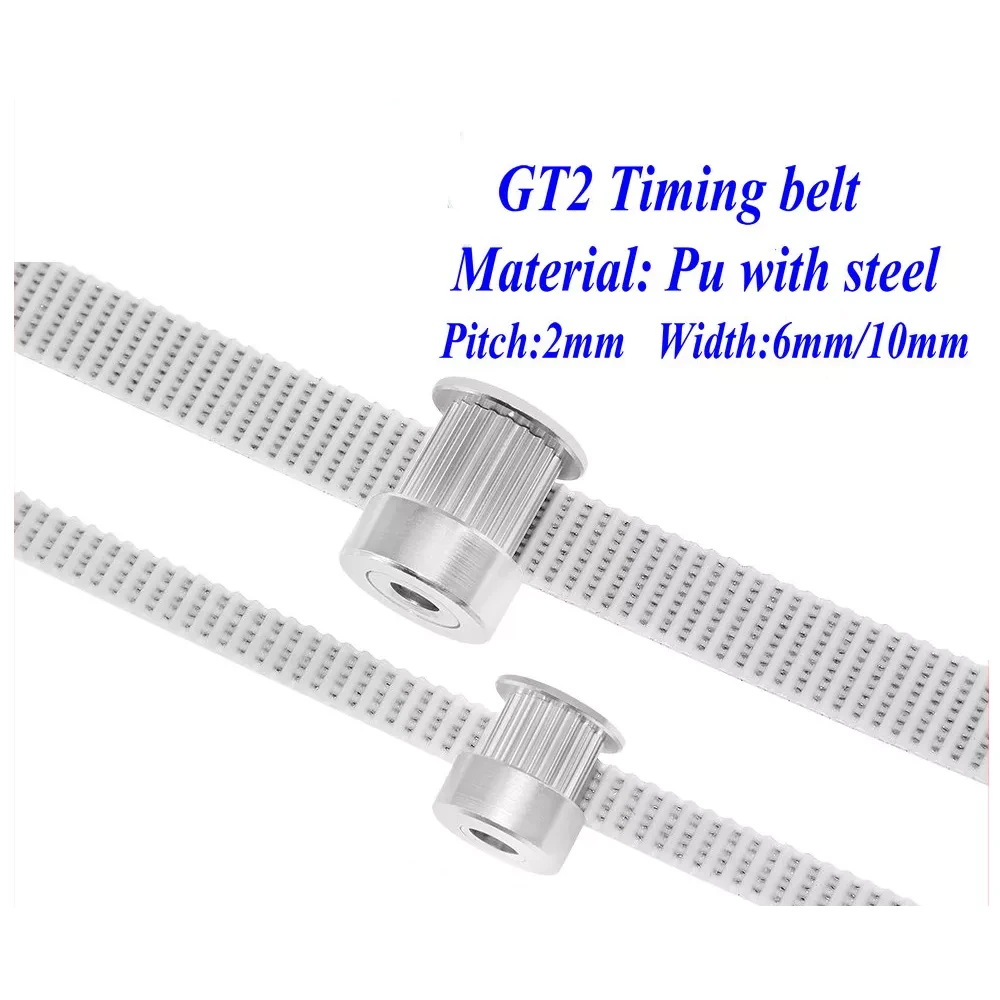 10Meter. PU with Steel Core timing belt GT2 Timing belt White Color 2GT open timing Belt 6mm 10mm Width 2M for 3d printer