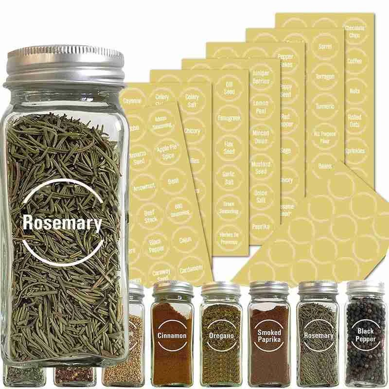 144pcs/132pcs Kitchen Jars Bottle Container Label Various Food Label Clear Stickers On Can Storage Box Item Mark 6 Sheets