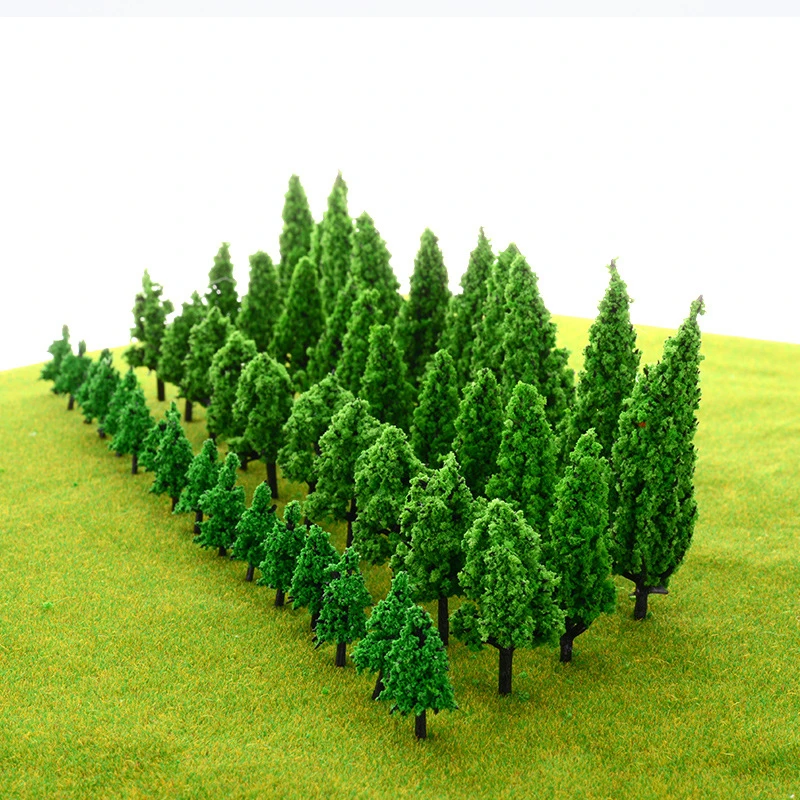 10Pcs/Pack Dark Green Model Trees Scale Train Park Railroad Railway Layout Wargame Scenery Scene Diorama Toys 3CM-5CM