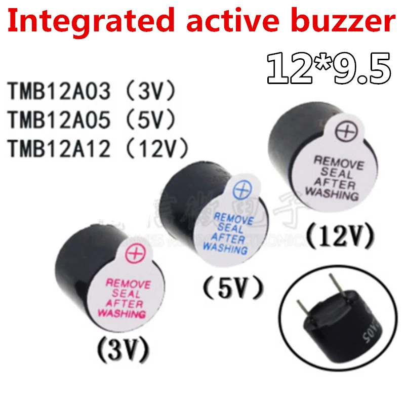 10pcs/lot Active buzzer 3V/5V/12V TMB12A03 TMB12A05 TMB12A12 Active Buzzer Magnetic Long Continous Beep Tone 12095 12*9.5mm