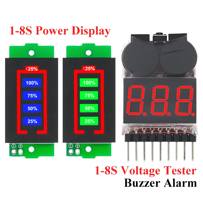 1S-8S 3.7V Lithium Battery Capacity Indicator Module Electric Vehicle Battery Power Tester Li-ion 1-8S Low Voltage Buzzer Alarm