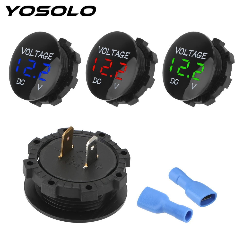 YOSOLO Voltage Meter Tester  Led Display  For Car Auto Motorcycle DC 12V-24V  Mini Digital Voltmeter Ammeter