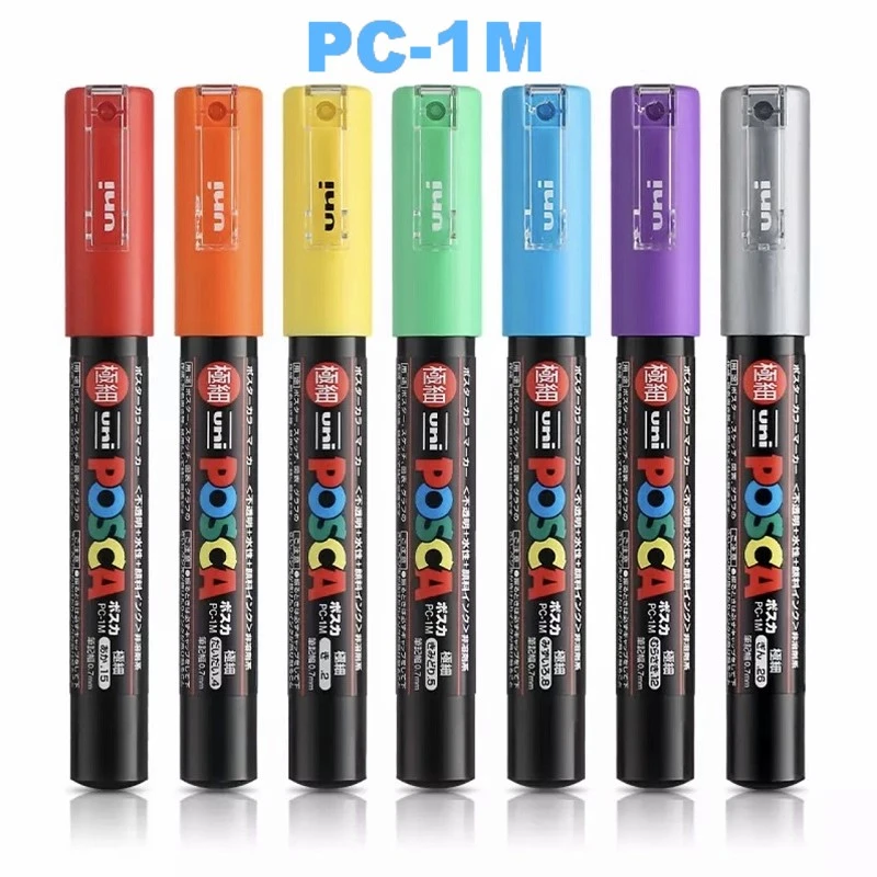 1pcs Uni Posca PC-1M Paint Marker- Extra Fine Bullet Tip-0.7mm Art Marker Pens Water-Based 28 Colors Available