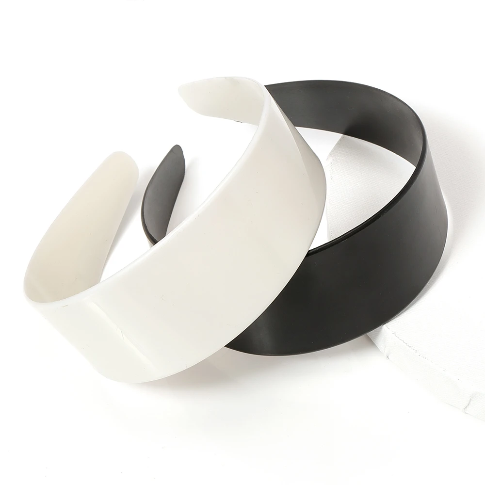 5pcs 3.8/4.8cm White Black Plastic Wide Headbands Flat Bezel for DIY Jewelry Making Accessories Hairbands Base Setting