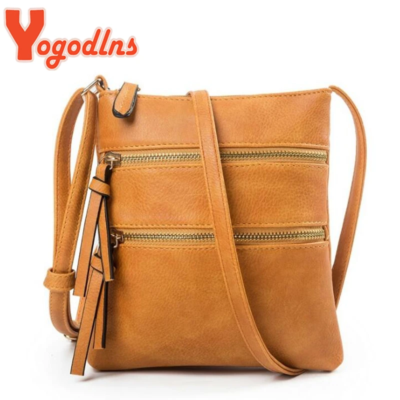 Yogodlns New Casual Solid Color Women Shoulder Bags Double Zippers Messenger Bag Small Phone Purse Lady Simple Crossbody Bags