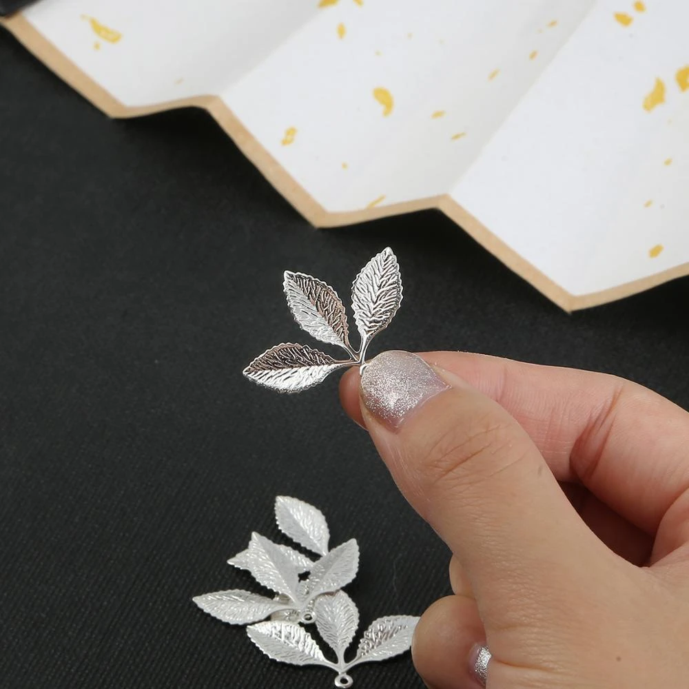 10-20PCS Gold silver Color Plated Brass Tree leaf Charms Pendants Diy Jewelry Findings Earrings Accessories Wholesale