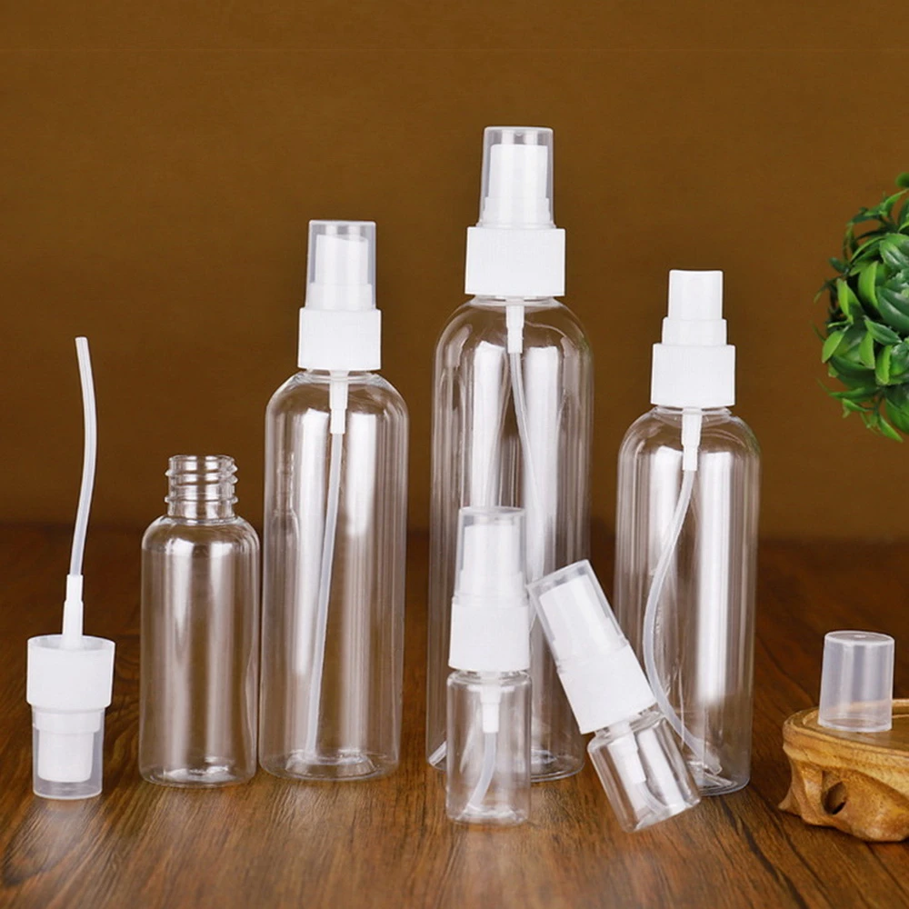 100ml Refillable Spray Bottle Empty PET Plastic White Fine Mist Spray Containers for Disinfectant Cleaner Hand Sanitizer Alcohol