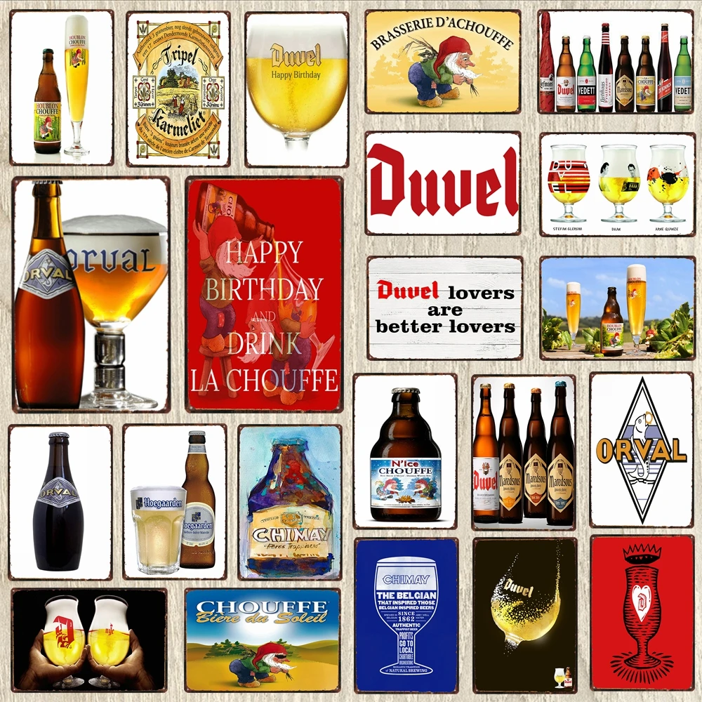 【YZFQ】Belgian Beer Metal signs Bottle Decorative Sign Plaque Vintage Wall Bar Home Art Retro Man Cave Decor 30X20CM DU-6187A