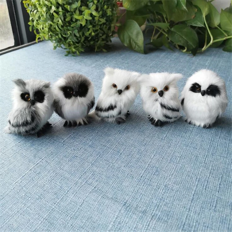 Lovely Owl White Black Furry Christmas Bird Ornament Decoration Adornment Simulation For Home Decor Gift