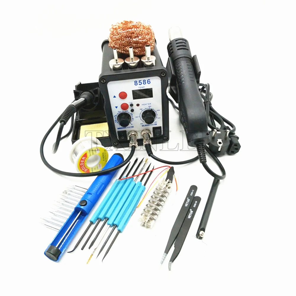 700W Soldering Station 8586 2 in 1 SMD Rework Station Hot Air Gun Hair Dryer Electric solder iron For Welding Repair tools kit