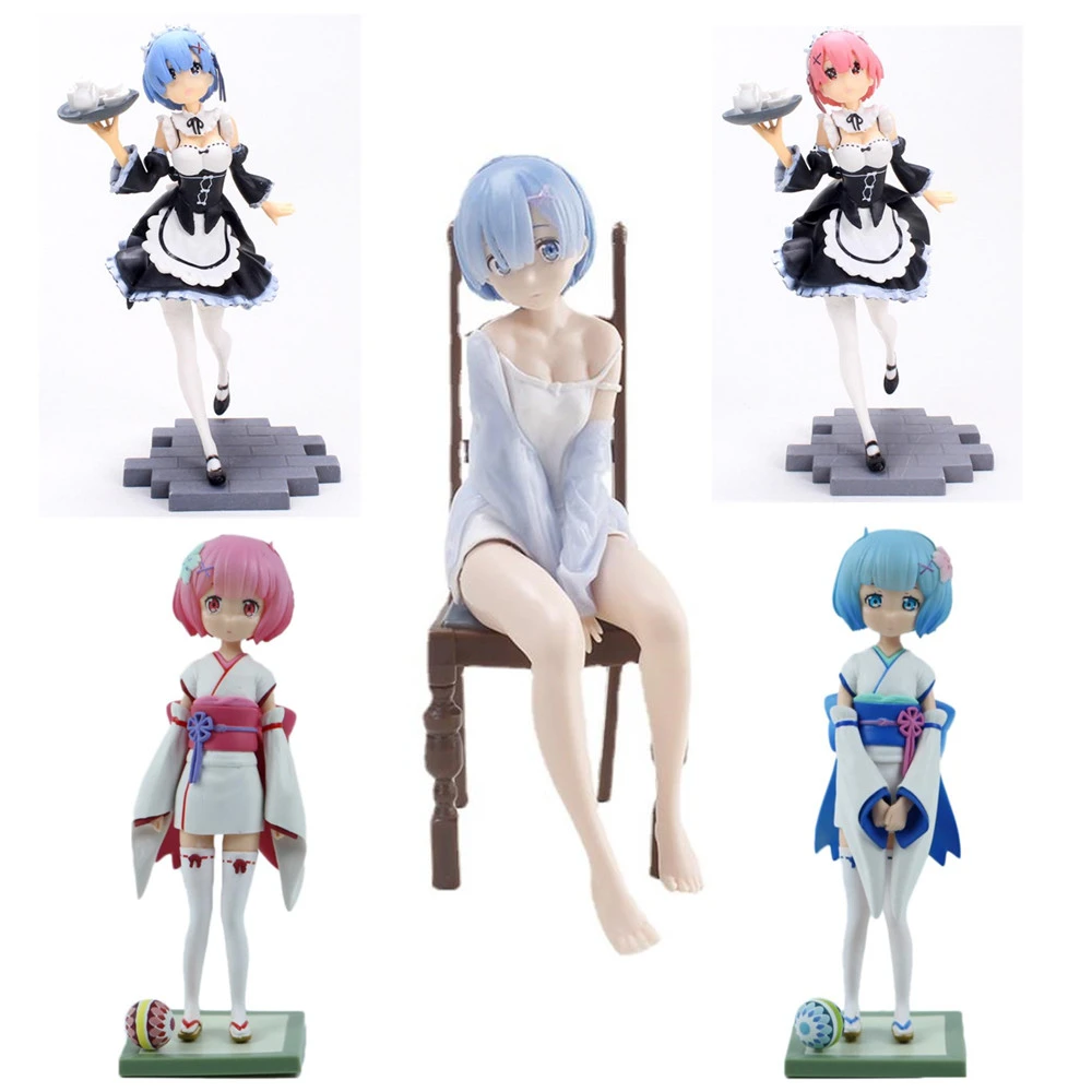 NEW Anime Re:Life In A Different World From Zero Rem Ram kimono / Pajamas Girl Figure PVC Action model Collection christmas gift