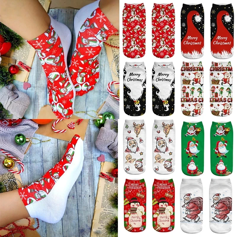 Cotton Christmas Socks Merry Christmas Decoration for Home Santa Claus Elk pattern Xmas Gifts Sock Navidad New Year Kerst Natal