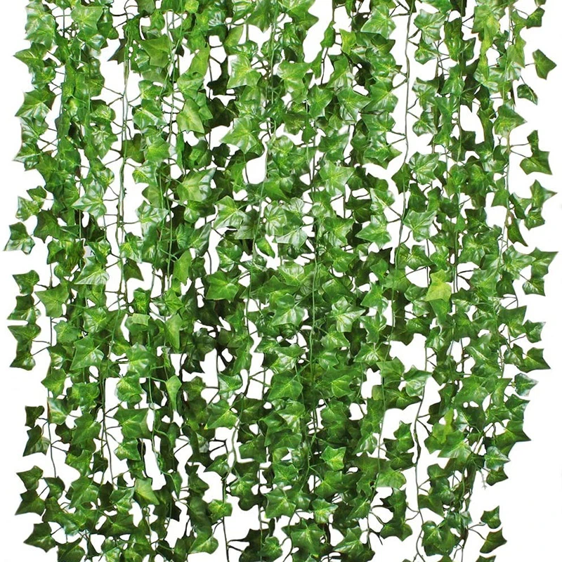 100pcs Leaf 1 piece 2.4M Home Decor Artificial Ivy Leaf Garland Plants Vine Fake Foliage Flowers Creeper Green Ivy Wreath