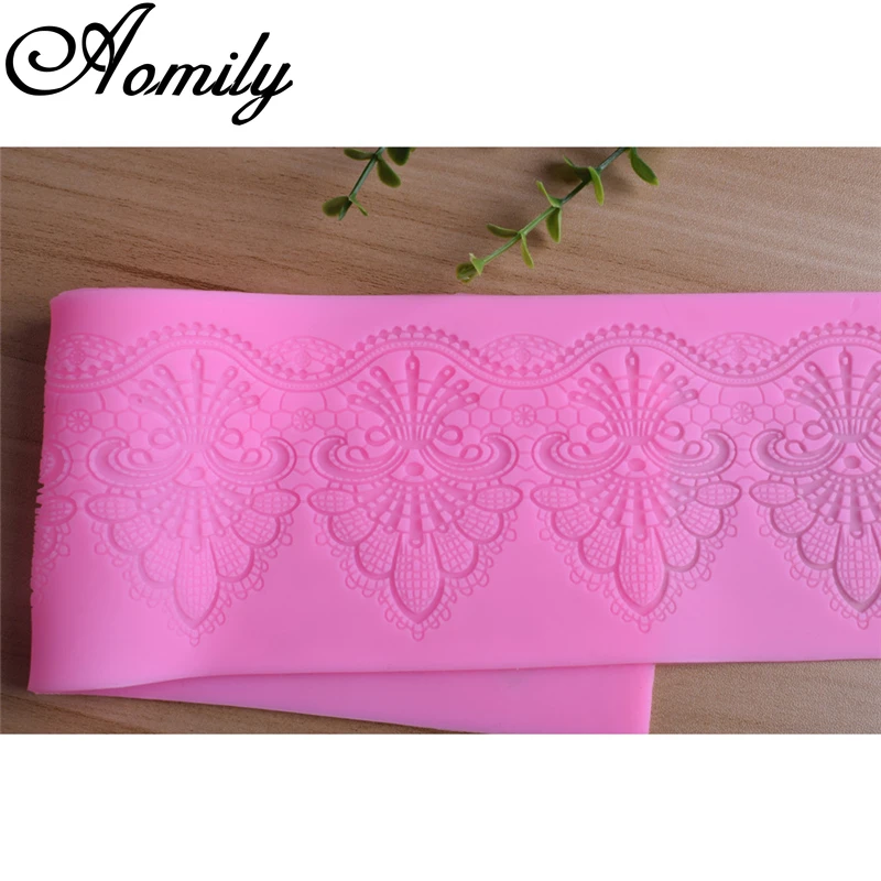 Amoliy 39.8cm European-style pattern Cake Mat Fondant Cake Border Decorating Silicone MoldChocolate Candy Mold Resin Clay Mould