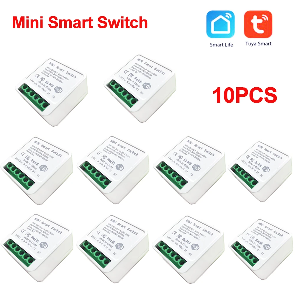 Tuya Mini 16A Smart Wifi Switch Smart Home Two Way Remote Control DIY Smart Switch Via Smart Life APP Work with Alexa Google