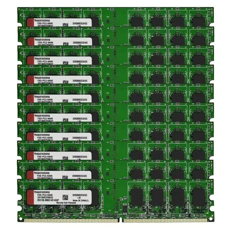 10pcs Bulk/Lot DDR2 2GB 800Mhz PC2-6400 DIMM Desktop RAM 240Pin 1.8V NON ECC computer 2gb ram Random chips