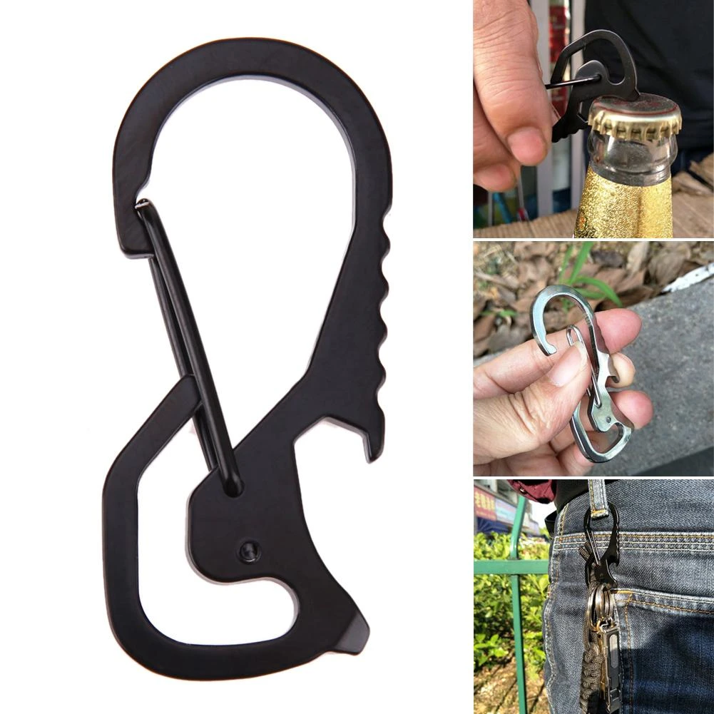 Multifunctional Waist Chain Keychain Outdoor Camping Durable Bottle Opener Carabiner Screwdriver Mini Keychain Tool