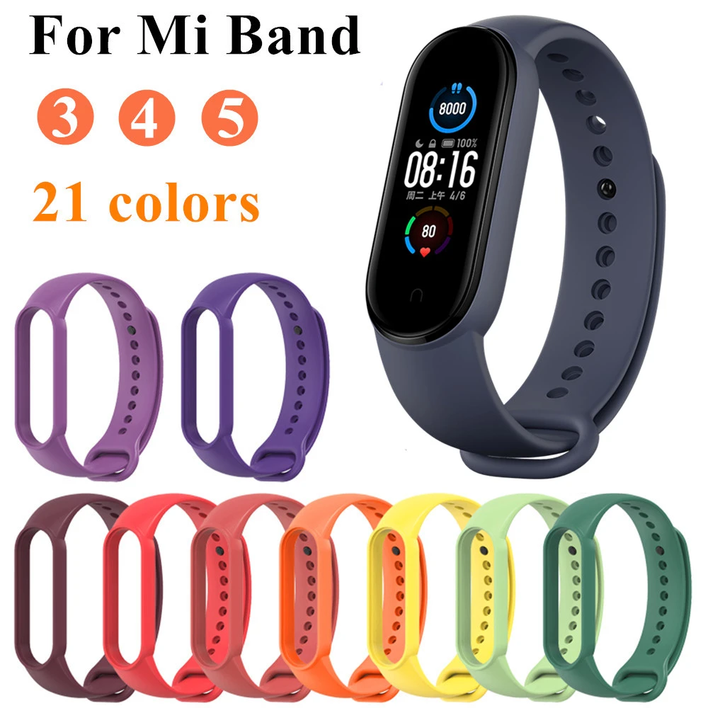 For Xiaomi mi band 3 4 5 Strap Bracelet Accessories Pulseira Miband Replacement Silicone Wriststrap Smart Wrist for Mi Band 5 4