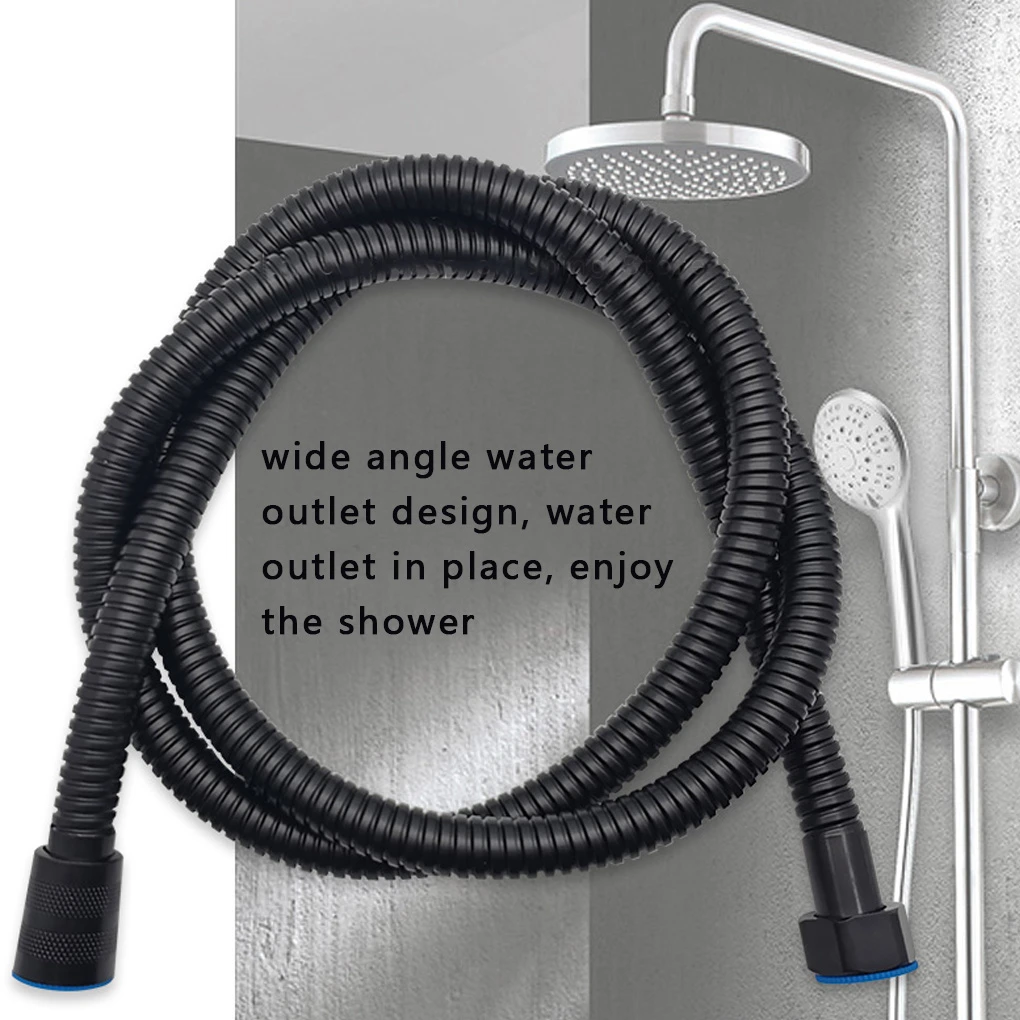 1.4M Black Stainless Shower Head Hose Bathroom Shower Hose Handheld Shower Water Pipe Fittings Replacement Soft Water Pipe G1/2