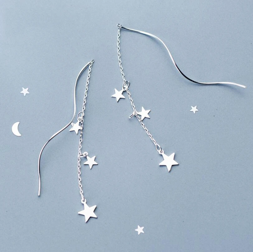 XIYANIKE 925 Sterling Silver Hot Sale Fashion Geometric Tassel Long Drop Earrings for Women Creative Wedding Jewelry Gifts