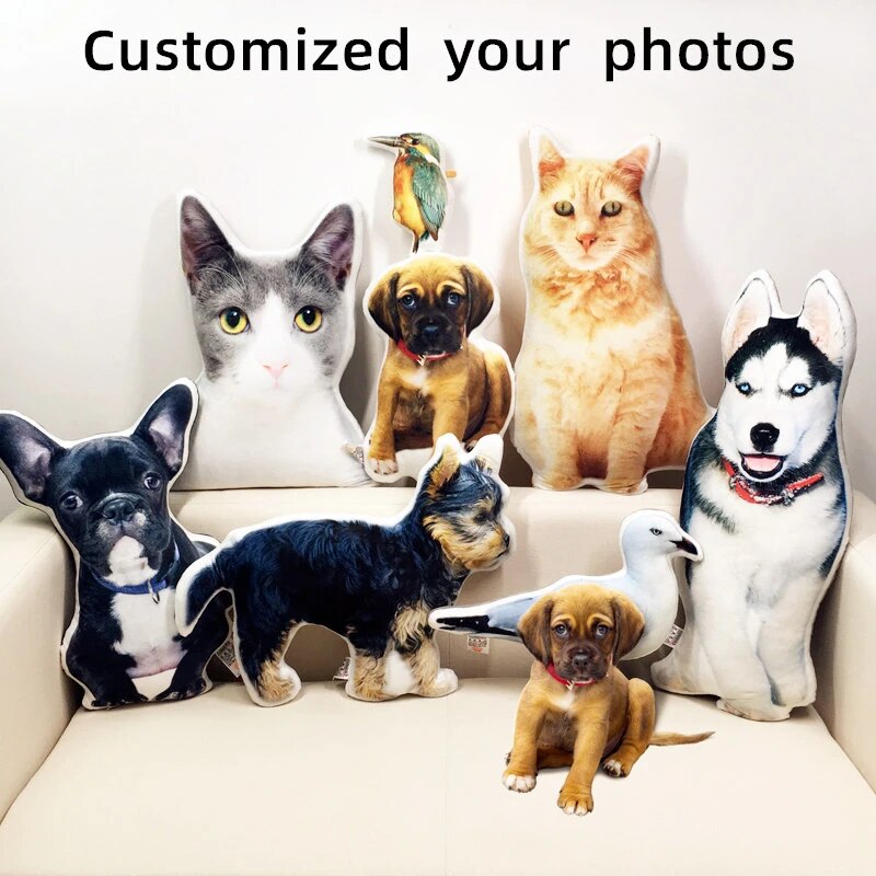 Photo Customization DIY dog Cushion Pet Plush Toys Dolls Stuffed Animal Cat Pillow Sofa Car Decorative  Creative Birthday Gift