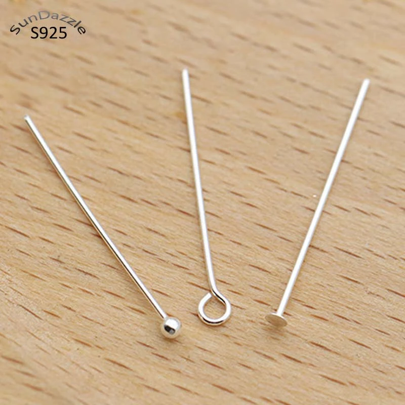 10pcs Real Pure Solid 925 Sterling Silver Needle Pins for DIY Jewelry Making Findings Earring Necklace Connector Part Base