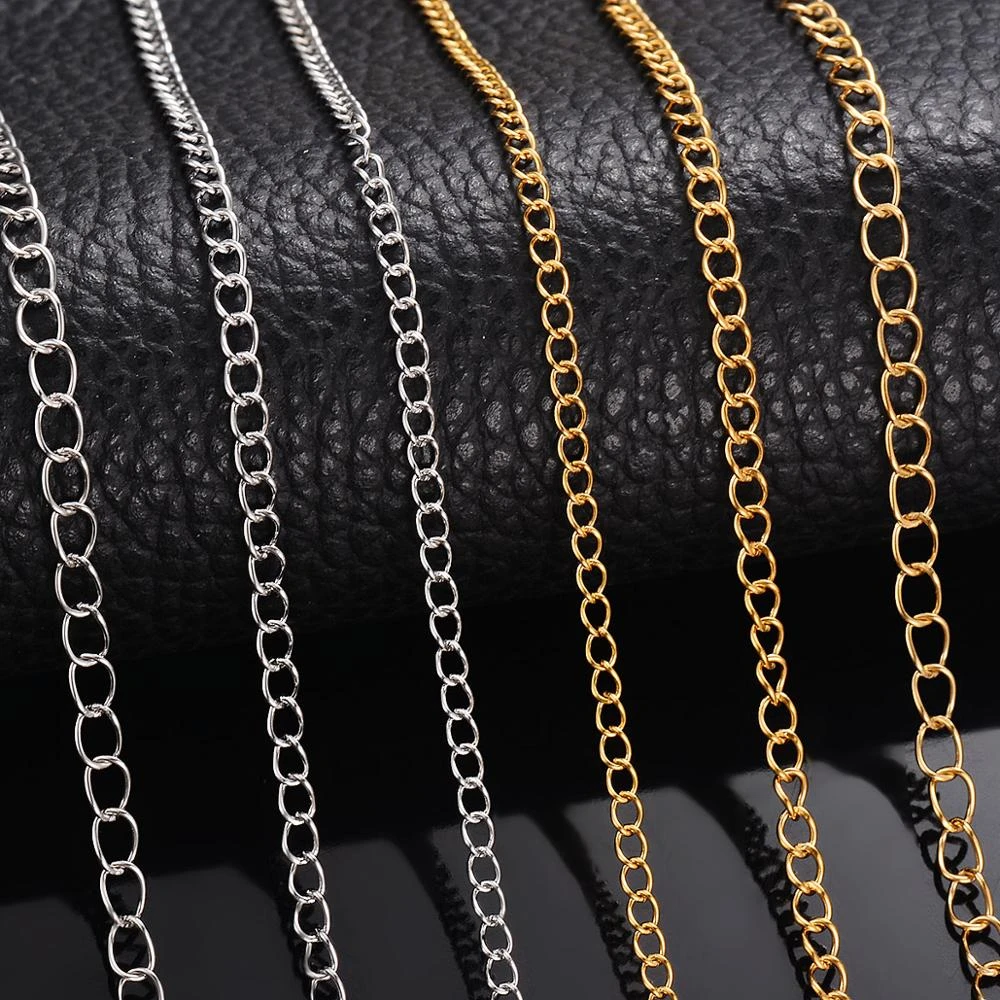Wholesale 1m/5m Width 2.5/3/4mm Stainless Steel Extension Tail Chain For Necklace Bracelet Ankle Extender DIY Jewelry Making