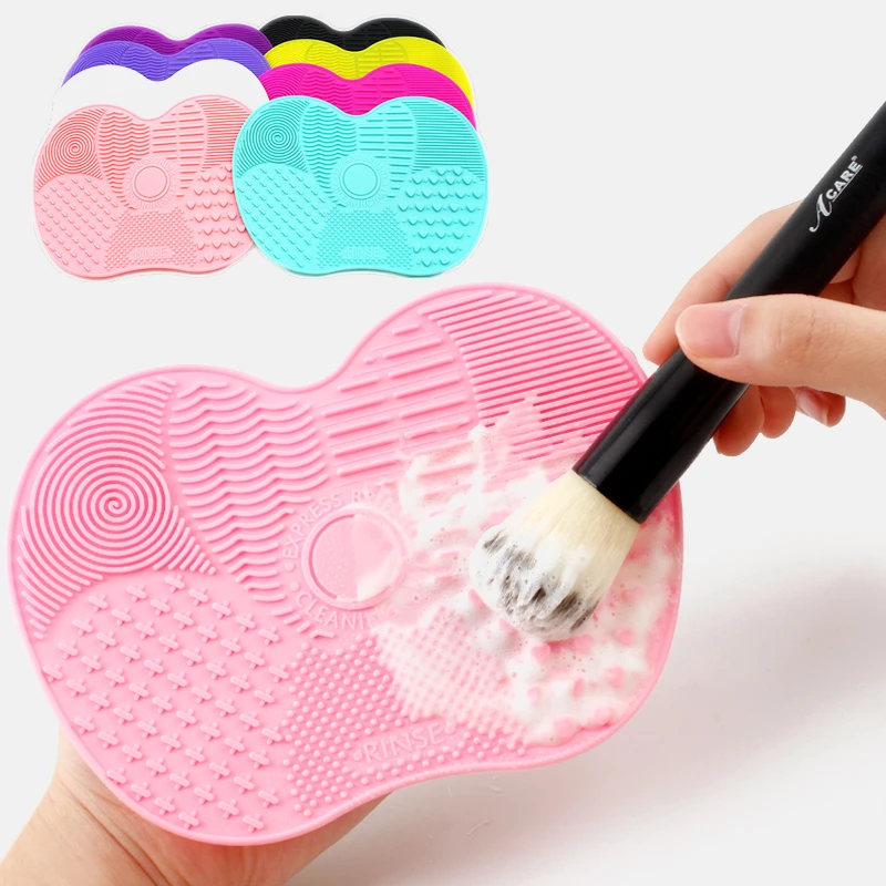 1pc Silicone Foundation Makeup Brush Scrubber Board  Makeup Brush Cleaner Pad Make Up Washing Brush Gel Cleaning Mat Hand Tool