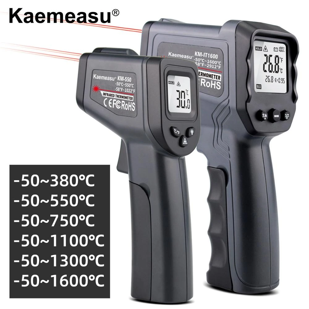 Digital Pyrometer Infrared Thermometer -50~1600 Degree Single/Double Laser Non-Contact Thermometro Gun High Temperature