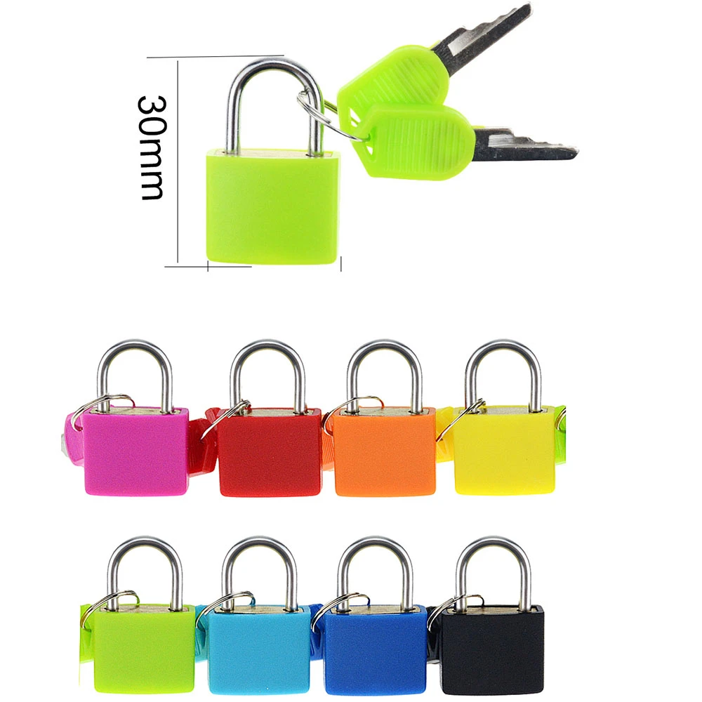 1PCS 30x23mm Small Mini Strong Steel Padlock Travel Suitcase Diary Lock With 2 Keys Colored plastic case padlock Decoration