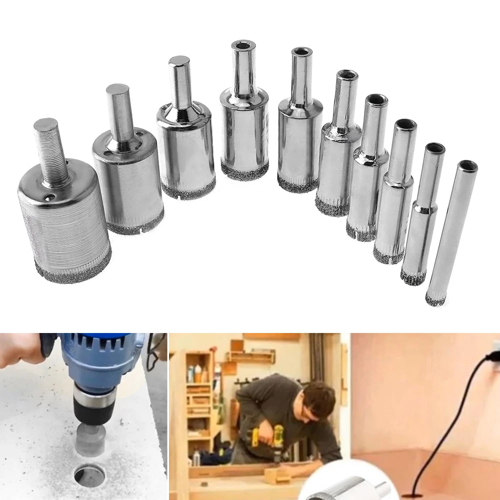 5-50mm Diamond Coated Core Hole Saw Drill Bit Kit Tools Glass Drill Hole Opener for Tiles Glass Ceramic