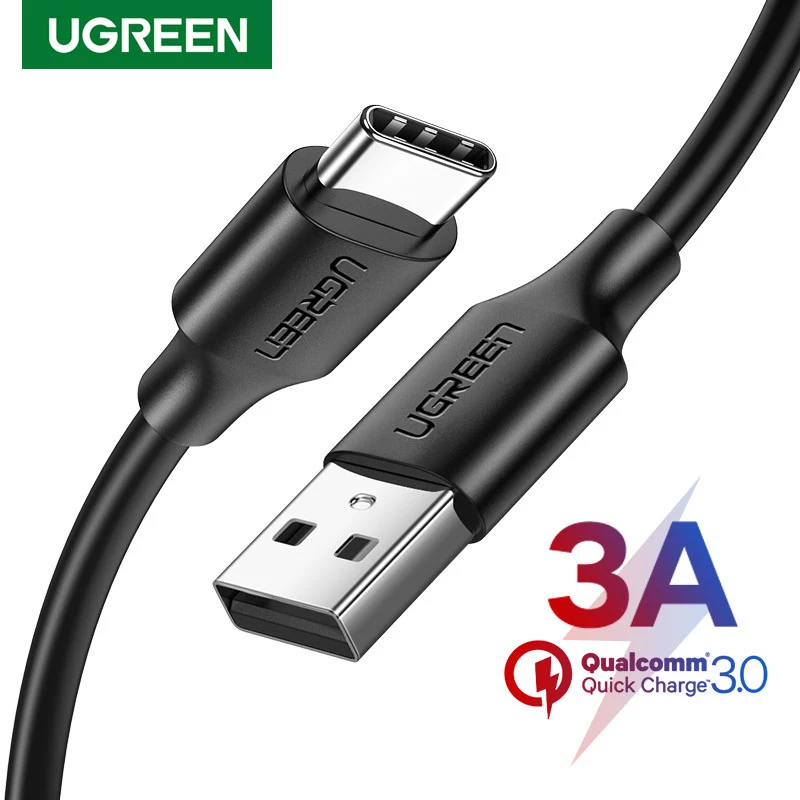 Ugreen QC 3.0 USB Type C Cable For Samsung S20 S10 3A Fast Charging Cable USB Type-C Wire For Huawei Xiaomi Redmi Phone Charge