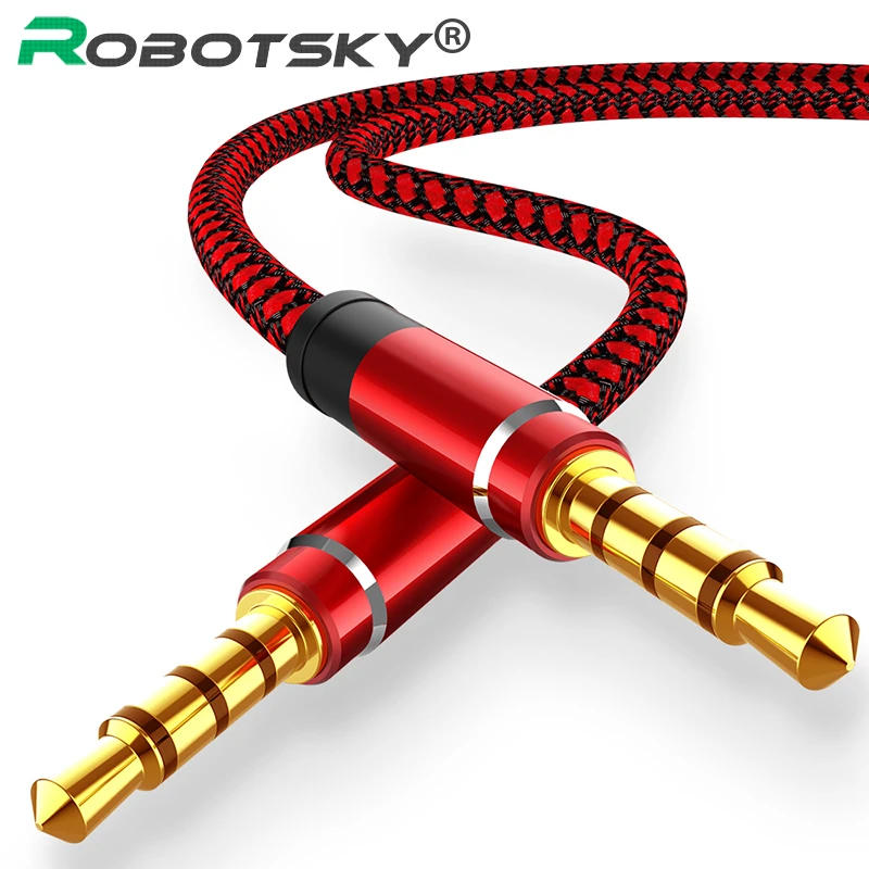 Robotsky 1.5M Jack 3.5mm Audio Cable Nylon Braid 3.5mm Car AUX Cable Headphone Extension Code for Phone MP3 Car Headset Speaker