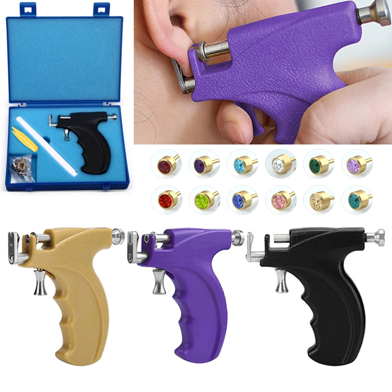 Professional Ear Piercing Gun Tools Steel Stud Earring Safe Sterile Nose Navel Helix Piercing Tool Set Body Jewelry Machine Kit