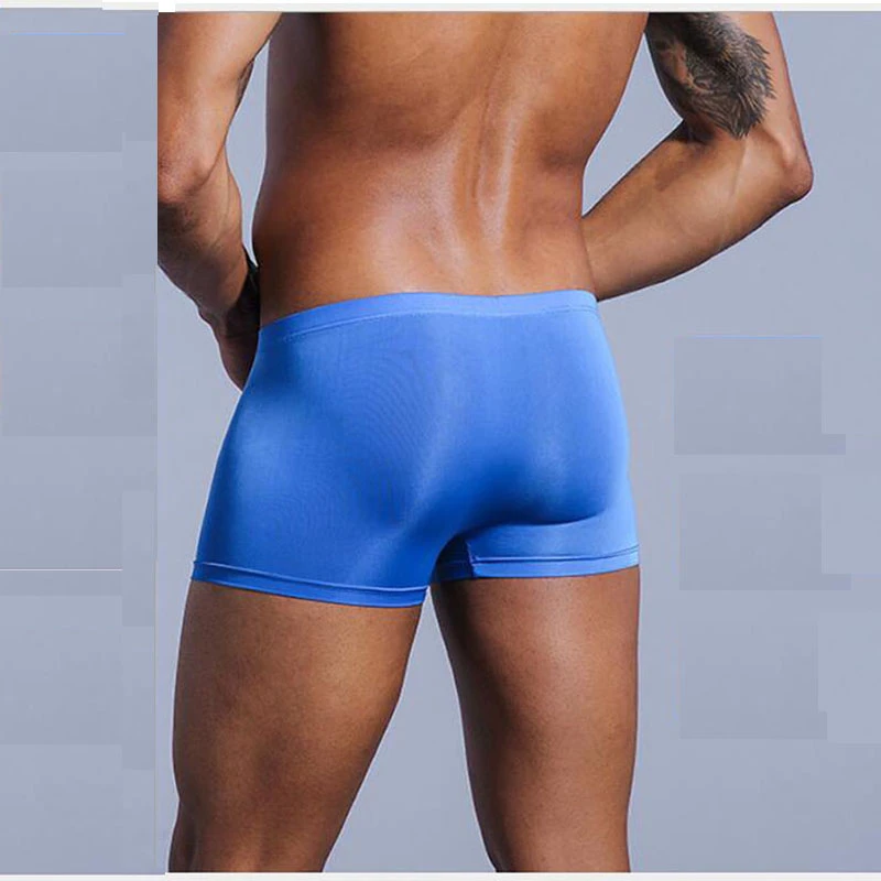 Very thin men's underwear nylon ice silk boxers double bagged high-interest high-stretch boxers