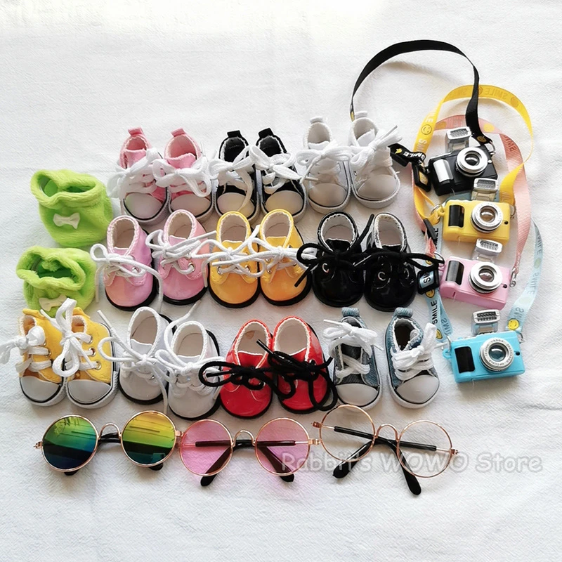 Mini Plush Doll Accessories for 20cm Korea Kpop EXO Idol Plush Dolls Canvas Shoes Leather Shoes Glasses Fans Gift Collection