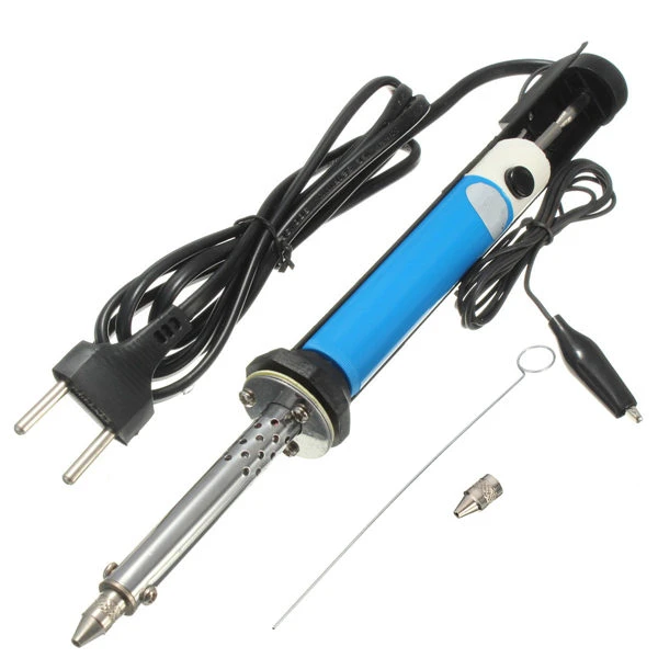 2020 AC 220V 30W Handheld Electric Tin Suction Sucker Pen US EU Plug Desoldering Pump Soldering Tool With PCB Board 2 Nozzles