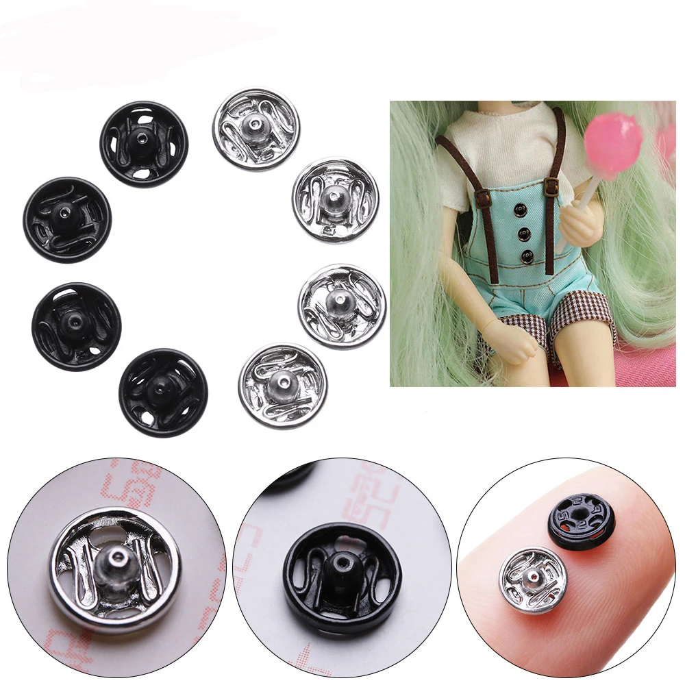24Pcs Mini Button Buckle DIY Doll Clothes 5mm Metal Buckle Invisible Snap 1/6 Doll Clothing Sewing Accessories