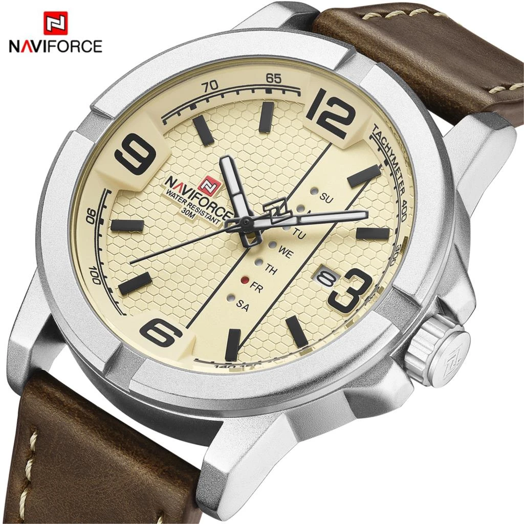 2020 Luxury Brand NAVIFORCE Date Week Quartz Watch Men Casual Military Sports PU Leather Wristwatch Male Relogio Masculino Clock