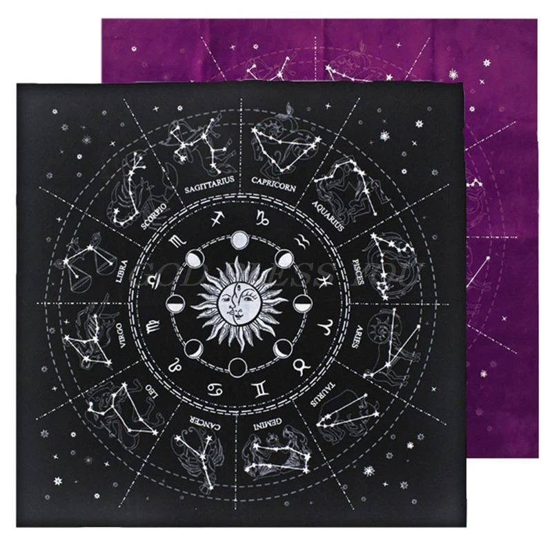 12 Constellations Tarot Card Tablecloth Velvet Divination Altar Cloth Board Game Fortune Astrology Oracle Card Pad Drop Ship