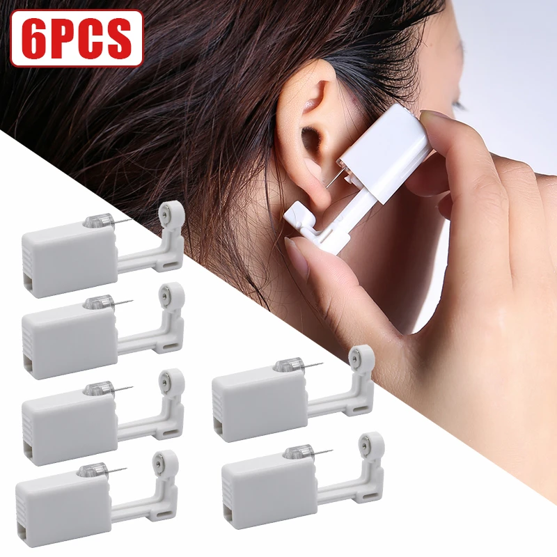 6Pcs/Set Ear Piercing Kit Asepsis Disposable Healthy Safety Earring Piercer Tool Machine Kit Studs Fashion Body Jewelry