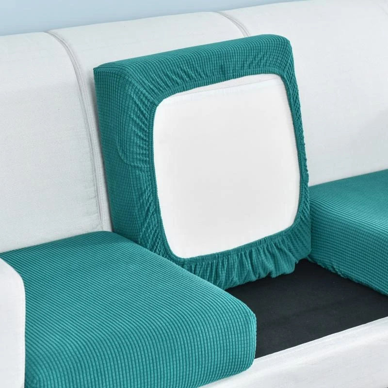 Polar Fleece Jacquard Thick Sofa Seat Cushion Cover Elastic Solid Color fundas cojines decorativos para sofa