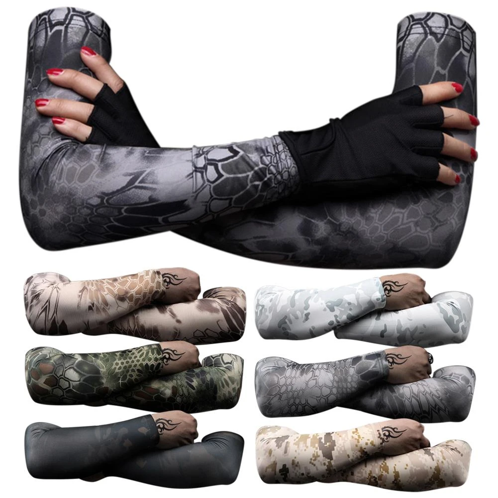 1 Pair Outdoor Sports Camouflage Anti-UV Elastic Cooling Compression Arm Sleeves Sports Sleeve Sun UV Protection Arm Sleeves