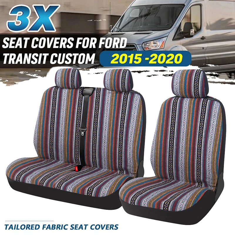 1+2 Seat Covers Stripe Car Seat Cover Truck Interior Accessories for VW T4 Vivaro Opel Vivaro, Fit Universal Transporter/Van2+1