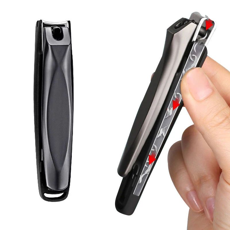 1PC NEW Creative Black Stainless Steel Nail Clippers Diagonal Anti-Splash Waterproof Professional Nail Trimmer High QualityTSLM1