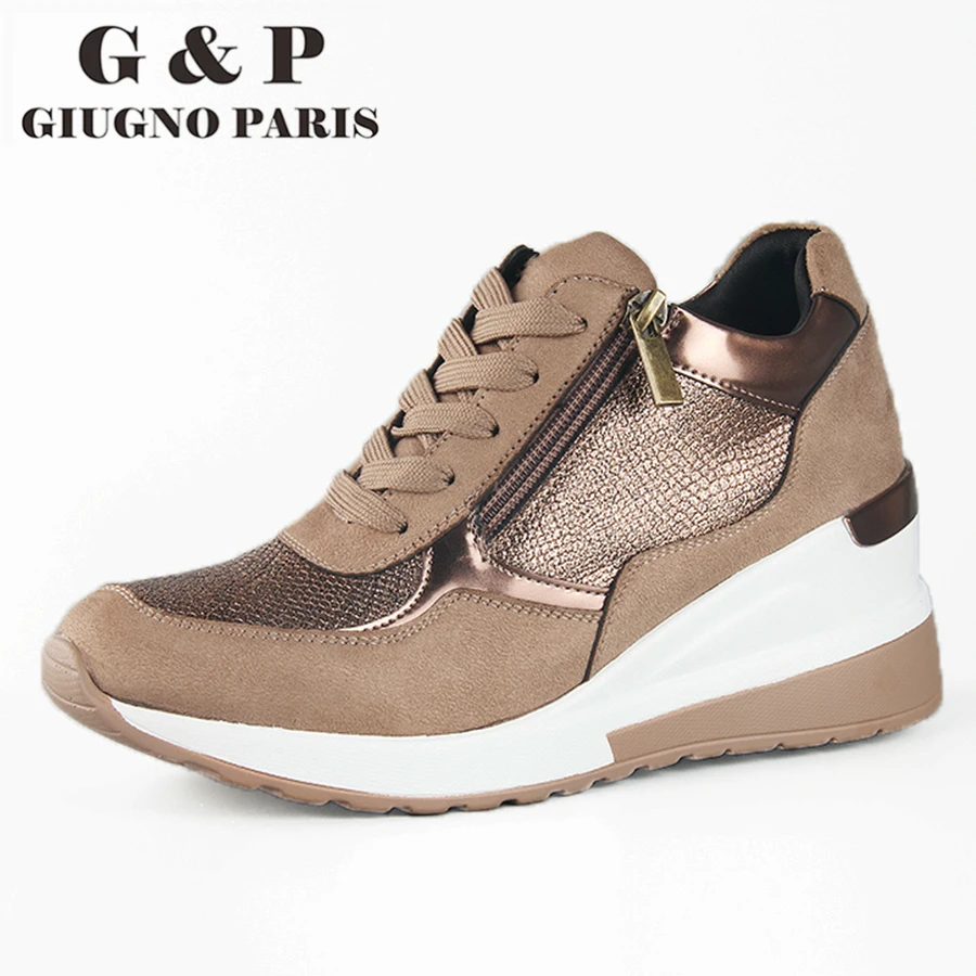 New autumn sneakers women shoes European brand design luxury ladies shoes wedge comfortable outsole leather insole