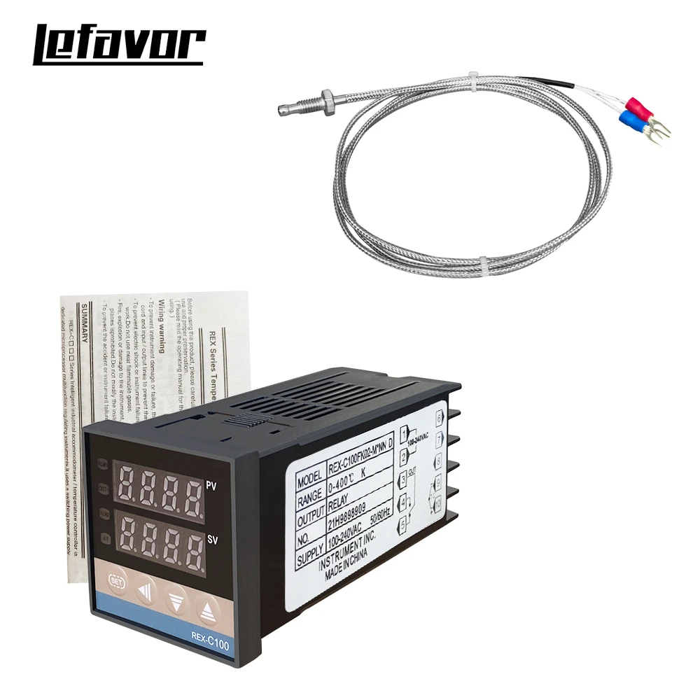 digital temperature controller REX-C100  thermostat  relay output  K type  thermocouple sensor 48 x 48