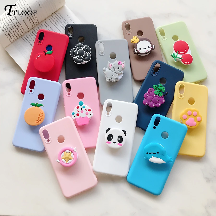 3D Cartoon soft Silicone case For Huawei P30 Lite P20 Lite Nova 5T Honor 20 Pro 10 10i 8A 8C 8S 8X stand holder Phone cover