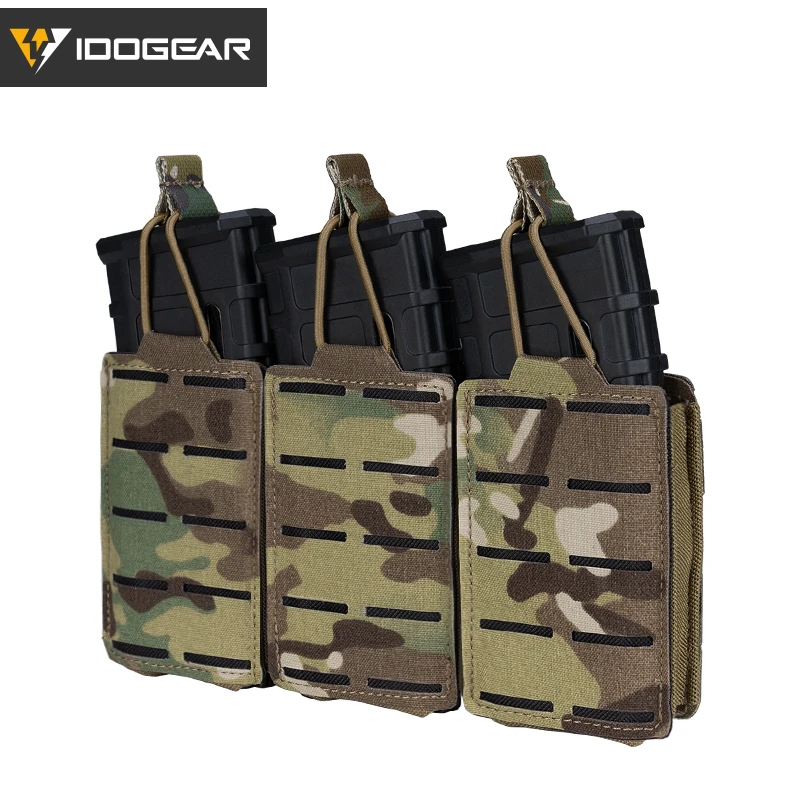IDOGEAR Tactical LSR 556 Mag Pouch Triple Mag Carrier MOLLE Pouch Laser Cut Military Airsoft  3567